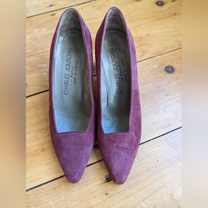 Charles Jourdan Suede Cranberry Heels
